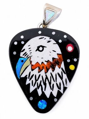 Southwestern Galaxy Multi Stone Micro Inlay Eagle Pendant Sterling Silver 925
